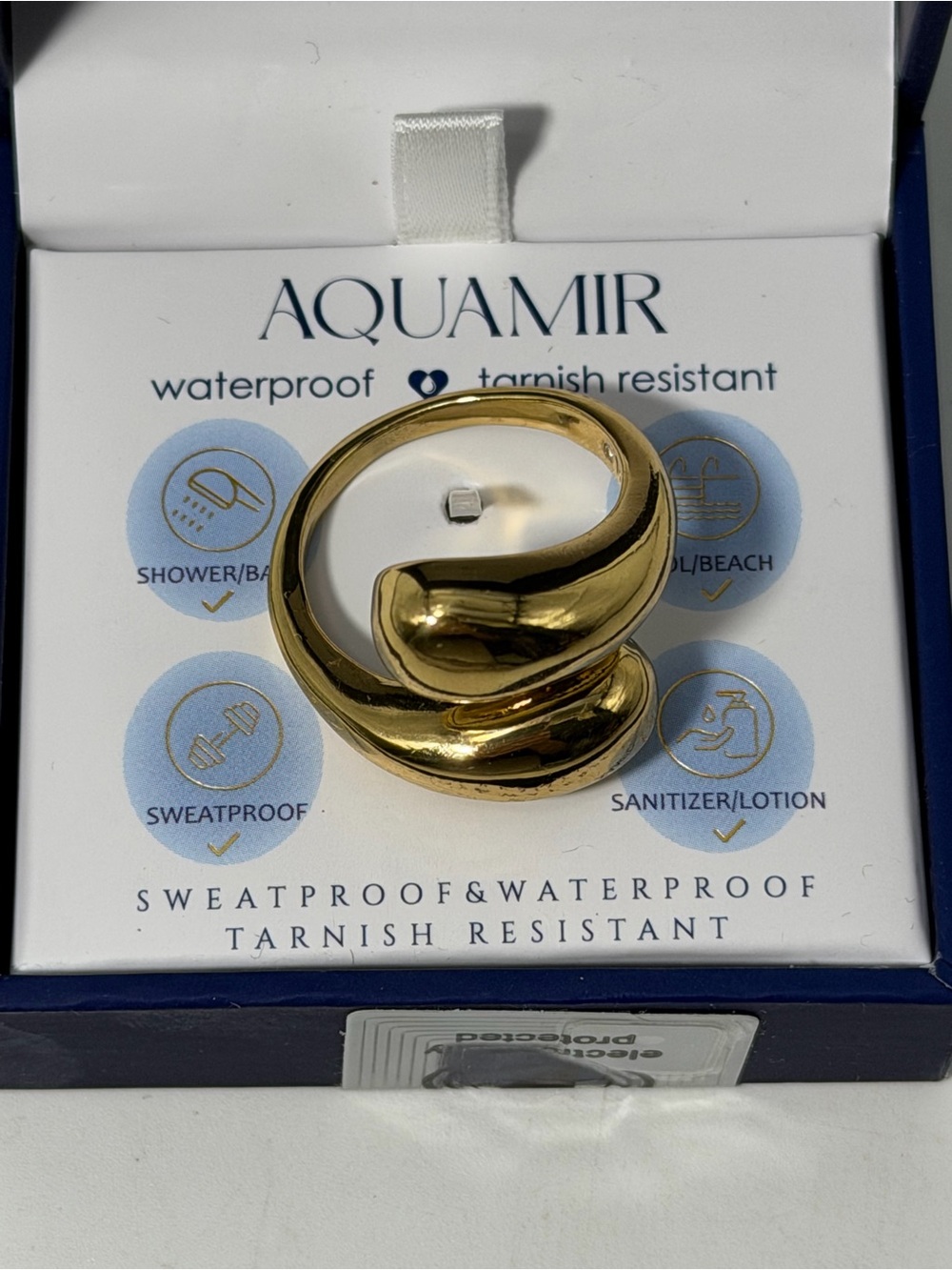 Aquamir Waterproof & Tarnish Resistant Polished Double Dome Gold Ring Sz 9 NWT
